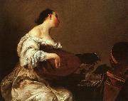Giuseppe Maria Crespi Woman Playing a Lute Norge oil painting reproduction